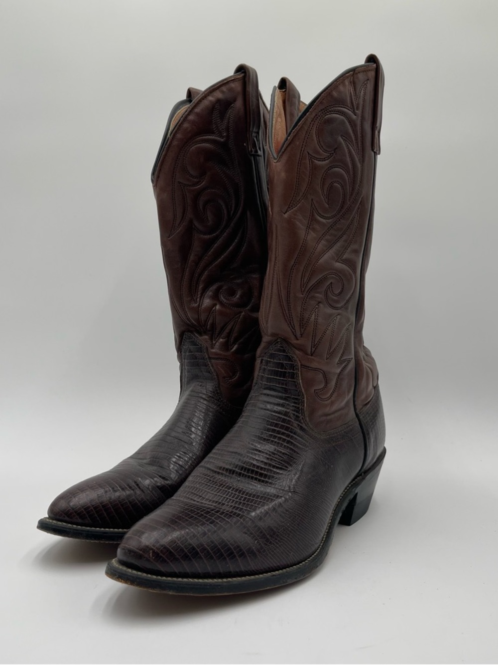 Unbranded Mens Size 9.5 D Lizard Brown Leather Western Cowboy Boots USA